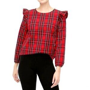 J.Crew Plaid Long-Sleeve Blouse Size S